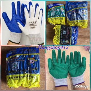 Găng Tay 12 Đôi mã 388 Phủ Cao Su, găng tay bảo hộ lao động, găng tay lao động phủ sơn loại đẹp