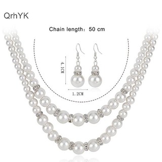 Nhà Máy Thời Trang Dây Xích Đôi Ngọc Trai Bộ Trang Sức Nữ Mô Phỏng Vòng Cổ Ngọc Trai Bông Tai Trang Sức QrhYK