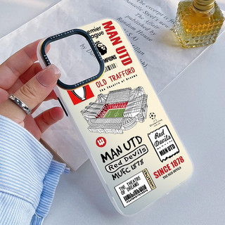 Laser UTD Sân vận động bóng đá Minh họa Vỏ điện thoại hoạt hình cho iPhone 16 15 14 13 12 11 7 8 X XR XS