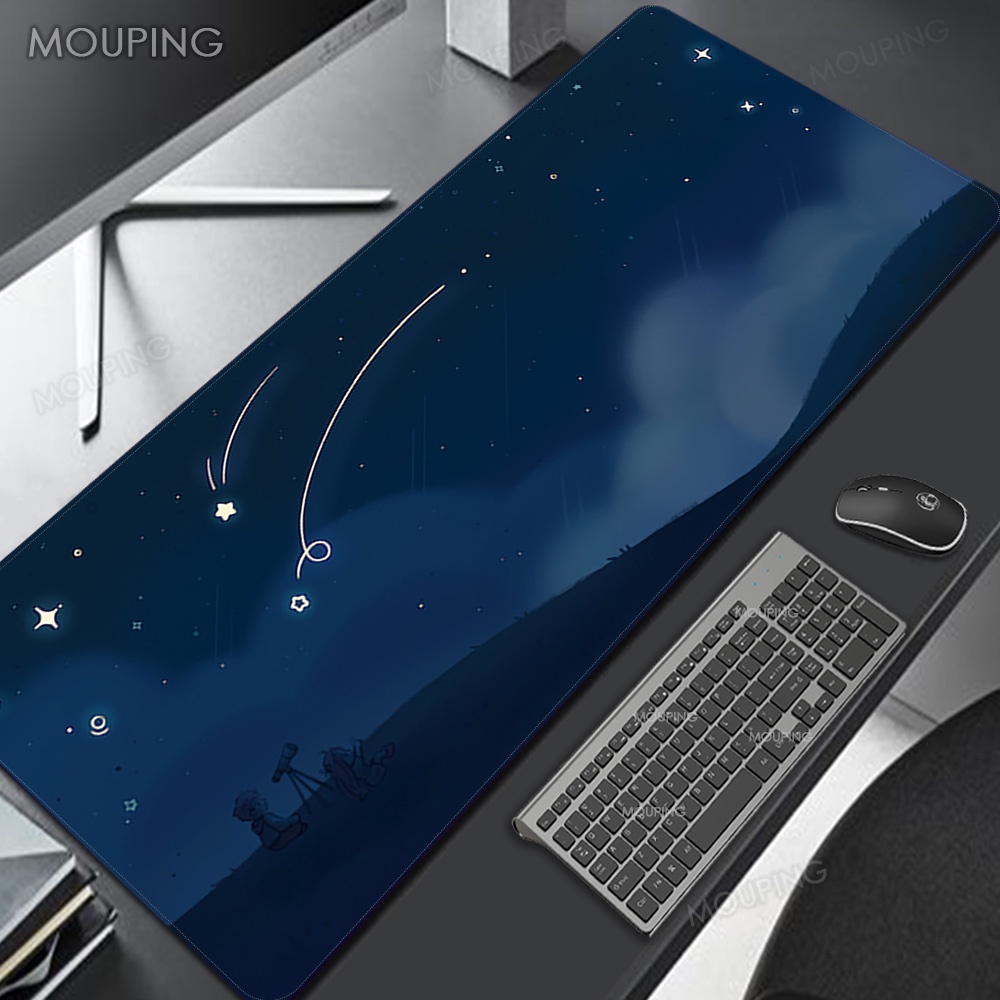 Miếng Lót Chuột Không Gian Công Ty Thảm Bàn Thẩm Mỹ 90x40 80x30 Pc Phụ Kiện Laptop Miếng Lót Bàn Lớn Thảm Bàn Phím Deskmats Màu Xanh Dương Văn Phòng