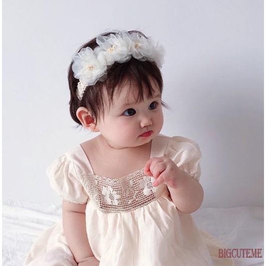 Băng Đô Voan Phối Ren Hoa Co Giãn Dành Cho Bé Gái