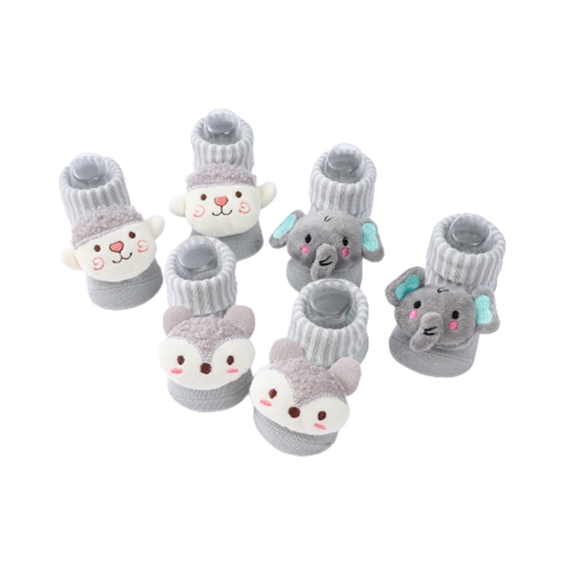 MIS 3 Cặp Hoạt Hình Cho Bé Giày Đi Bộ Đầu Tiên Dệt Kim Sơ Sinh Bé Trai Bé Gái Tất Giày Bốt Thời Trang Chống Trơn Trượt Trẻ Sơ Sinh Booti