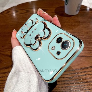 ốp lưng xiaomi 11 11 lite 11t Ốp Điện Thoại TPU Silicon Mềm Mạ Điện Gắn Gương Trang Điểm Hình Thỏ 3D Cho xiaomi 11 11 lite 11t