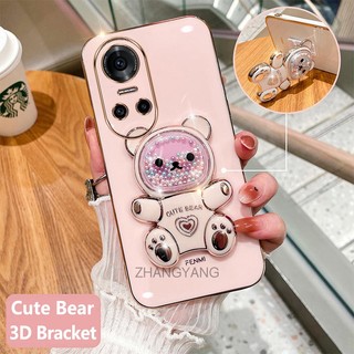 ốp lưng oppo reno 10 reno 10 pro Ốp Điện Thoại tpu Dẻo Mạ Màu 3D In Hình Gấu Nhỏ Đáng Yêu Có Giá Đỡ Cho oppo reno 10 reno 10 pro