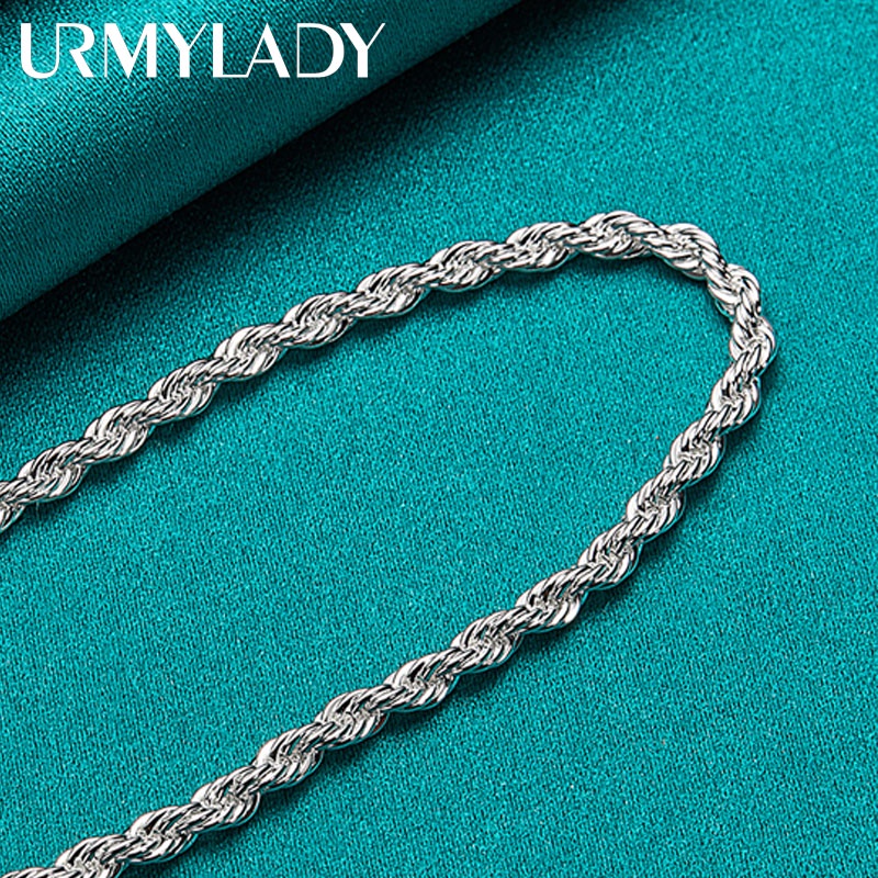 URMYLADY Bạc 925 Sóng Nước Dây Xích 4MM Vòng Tay Nữ Thời Trang Cưới Trang Sức