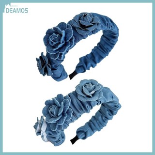 De Băng Đô denim Vành Rộng Không Trượt Giặt Được Hình Hoa Hồng Cho Nữ