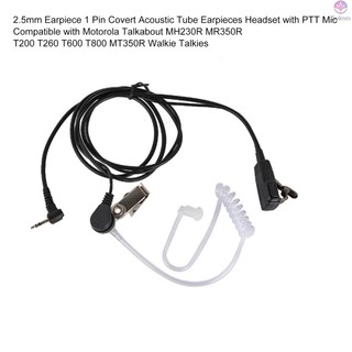 Walkie Talkie 2.5mm Earpiece 1 Pin Covert Acoustic Tube Headset with PTT Mic - Compatible with Motorola Talkabout Two Way Radios