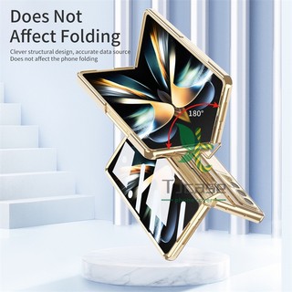 Bao Da Điện Thoại Trong Suốt Mạ Điện Có Giá Đỡ Và Ngăn Đựng Bút Cho samsung galaxy z fold 5 z fold 4 / 3 Ốp