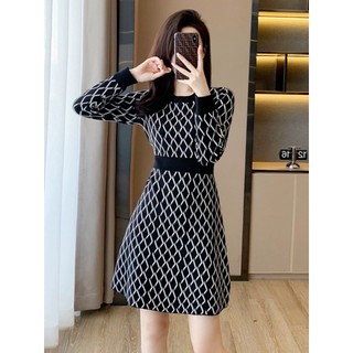 Xiaoxiang Đầm Dệt Kim Tay Dài Ôm Dáng Vừa Vặn Mùa Thu 2023 Phong Cách Sang Trọng Cho Nữ