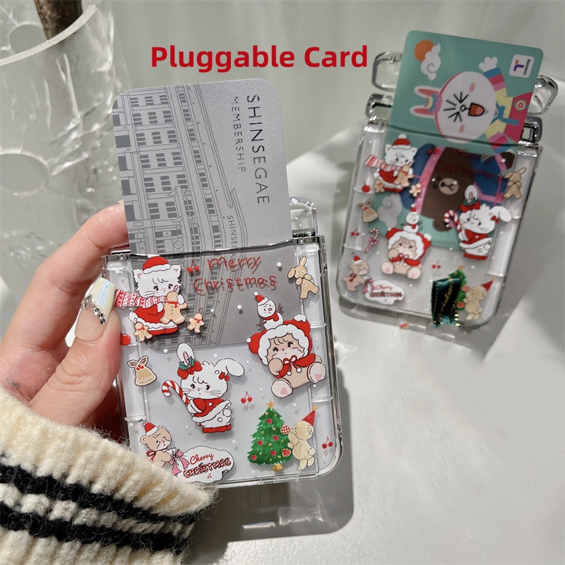 Dễ Thương Ốp Điện Thoại pc Cứng Trong Suốt Chống Sốc Dạng Ví Hình Gấu Cho samsung galaxy z flip 5 z flip 4 z flip 3 5g flip3 flip4 flip5