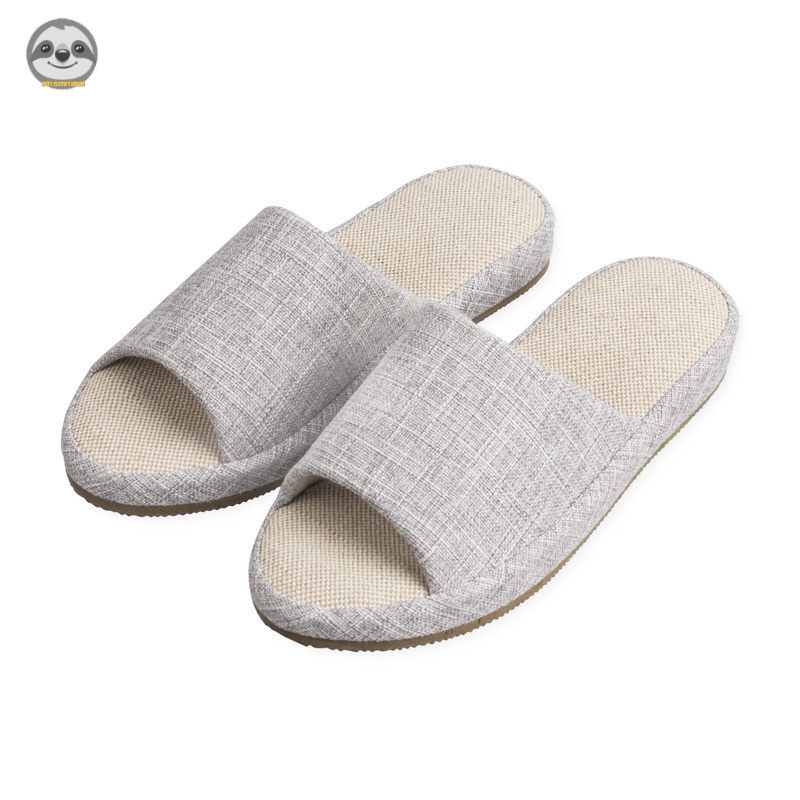 Dép hở ngón màu trơn phong cách Nhật Bản Muji, vải lanh cotton, đế chống thấm nước