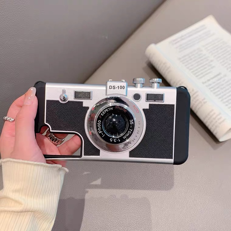 Retro Sang Trọng Sáng Tạo 3D Camera Đeo Ngang Cổ Dây Dành Cho Samsung Galaxy S26 S25 S24 Ultra S22 S23 Ultra S21 S22 Plus A35