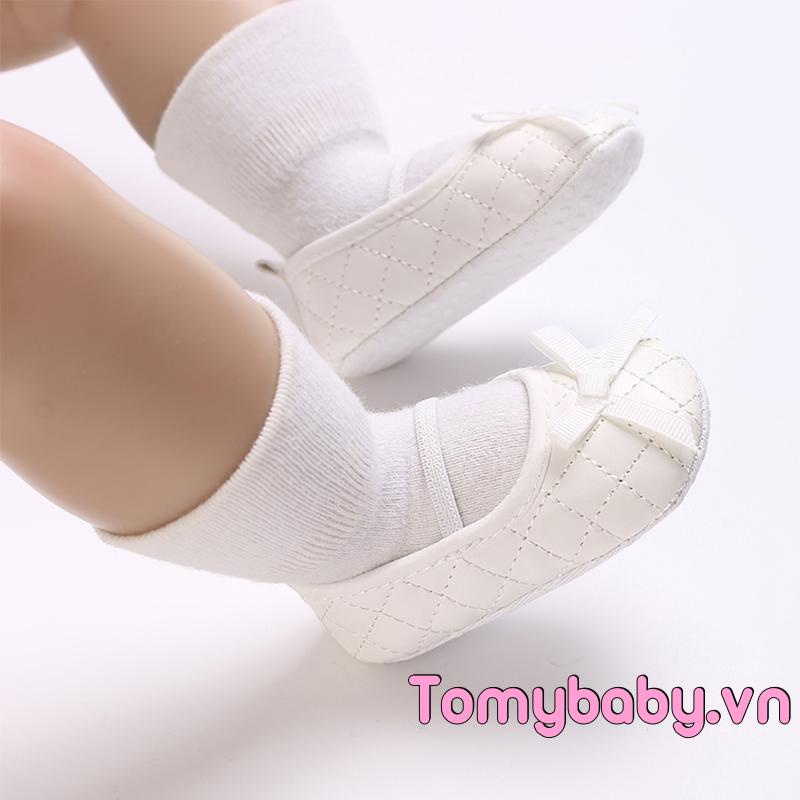 Giày Búp Bê Da PU Phối Nơ Cho Bé Gái