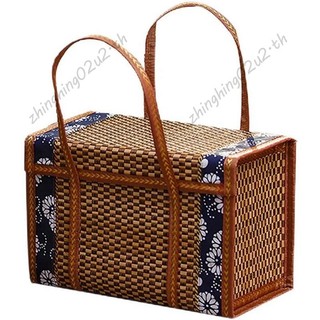 Giỏ dệt dã ngoại Mây cỏ có thể gập lại Giỏ tre