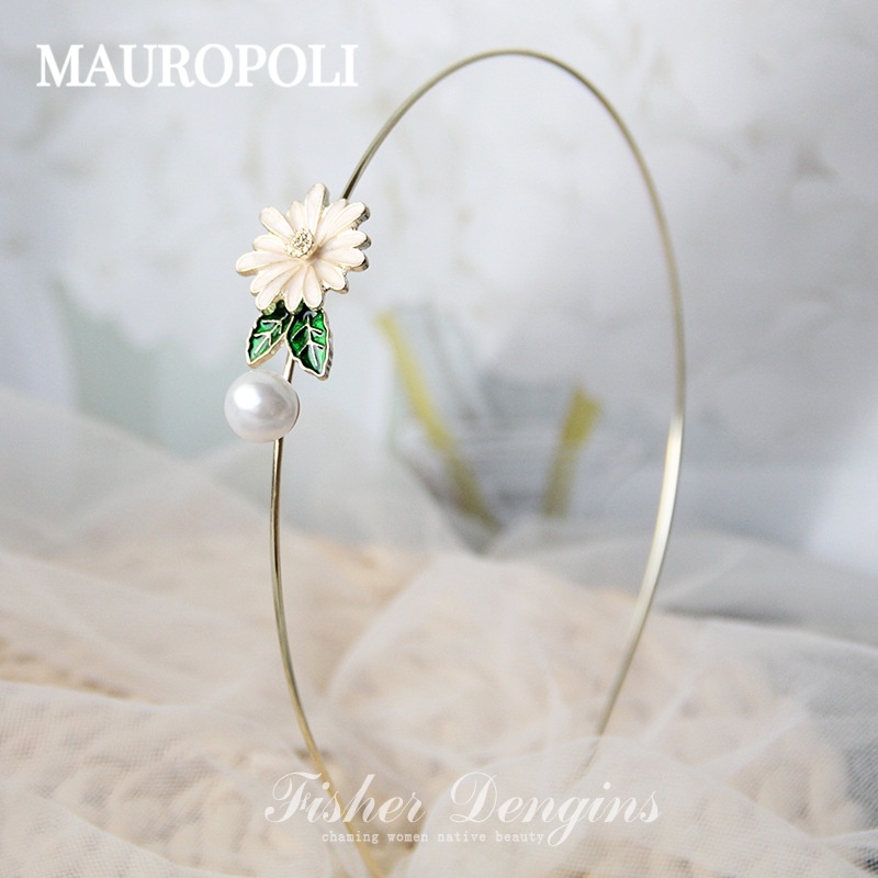 Mauropoli [Sẵn sàng] Phong cách mới Dầu nhỏ giọt Hợp kim hoa Dây cao su Dây buộc tóc Mũ đội đầu Dây buộc tóc đuôi ngựa tươi thời trang Dây buộc tóc đầu đàn hồi