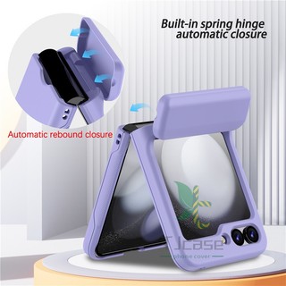 Giá đỡ thẻ Bản lề hoàn toàn tự động Rebound Full Cover Samsung Galaxy Z Flip 6 Zflip 5 Z Flip 7 Vỏ cứng màu trơn
