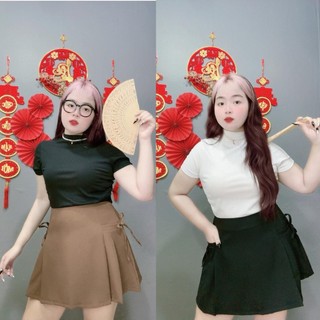 Chân váy ngắn thời trang Nhỏ Clothing Bigsize nữ dáng chữ A màu basic  Vải tây, có lót trong, chất vải tây mặc xinhCV404