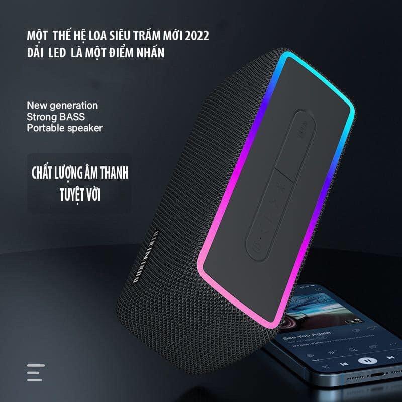 Loa bluetooth AKD W3 phiên bản mới 5.0 pin trâu âm thanh bass mạnh có đèn led RGB chống nước IPX7