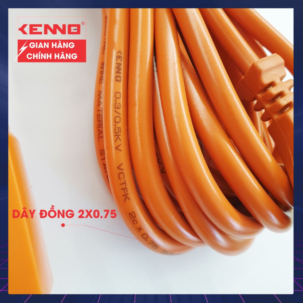 Ổ Cắm Điện 3 chấu Qled/Kenno không dây và có dây Chịu Tải Công Suất Cao 6000w  màu cam