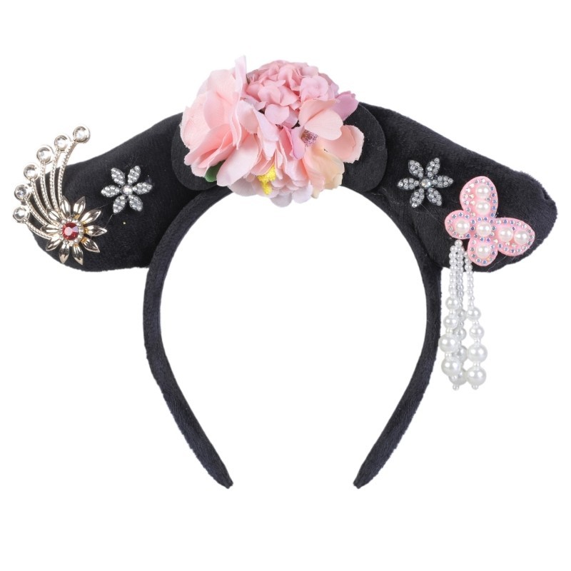 Bầu trời Cổ Trung Quốc HeadBand Court Lưới Tóc Hoop Manchu Công Chúa Mũ