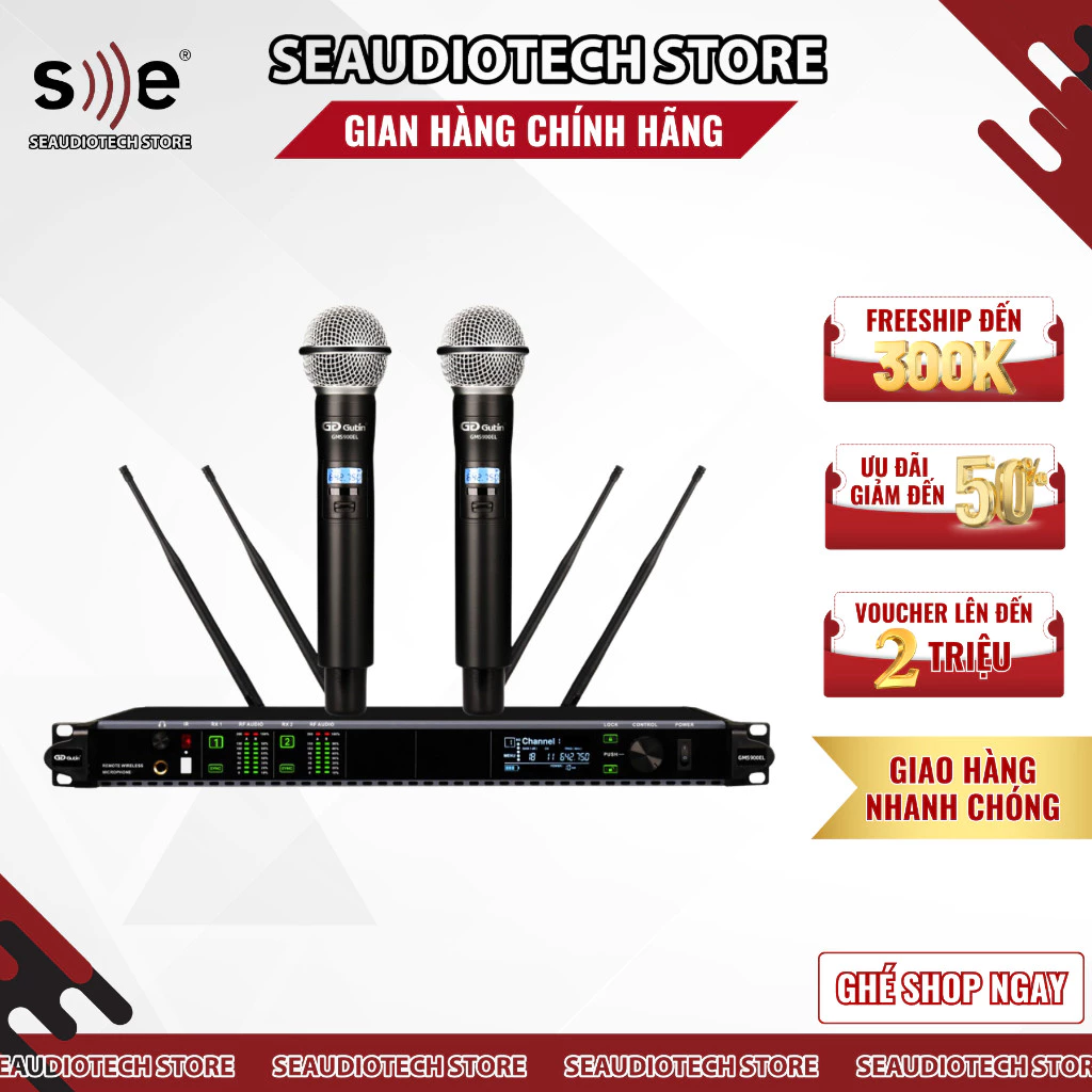 Micro Không Dây Gutin GMS900EL HÀNG CAO CẤP, Micro Karaoke Đức, Mic Hay, Sóng Khoẻ, Sử Dụng Tiện Lợi