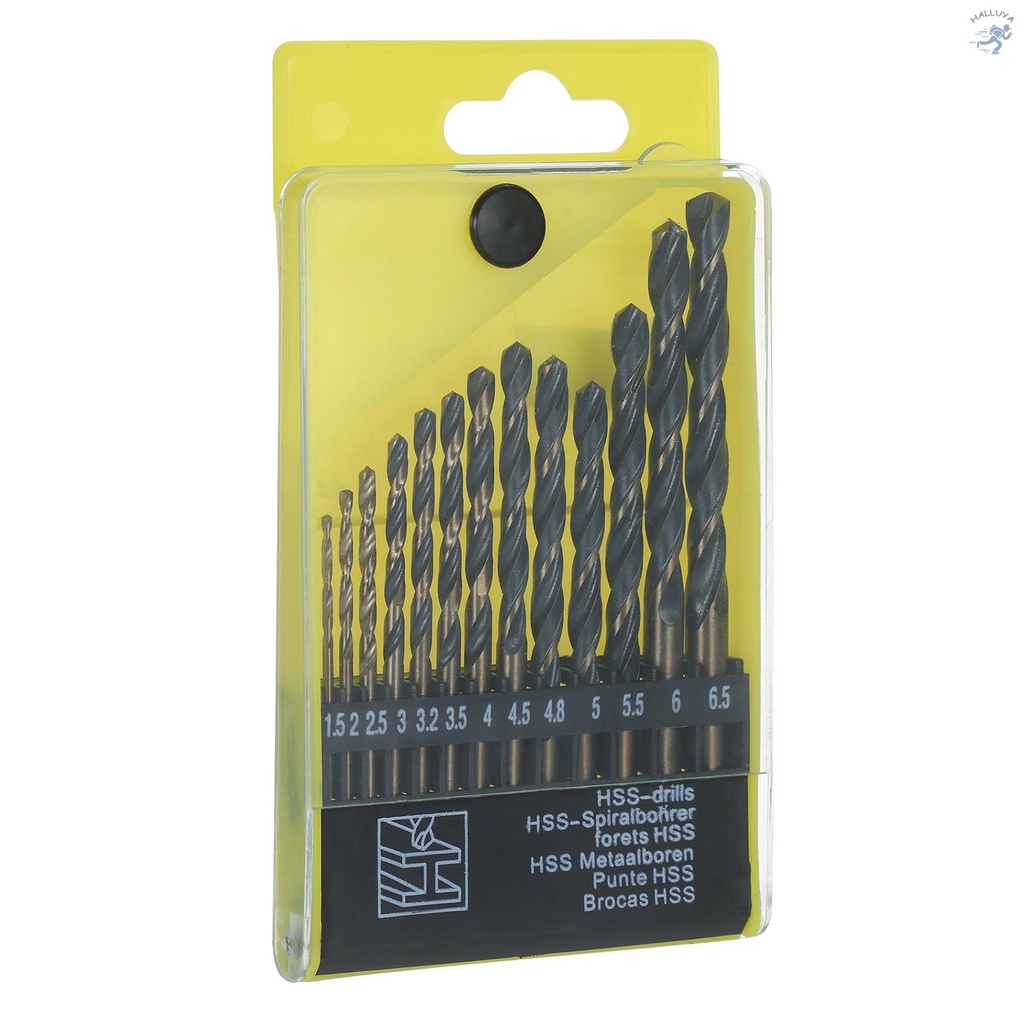 13Pcs High-Speed Steel Drill Bit Hard Metal HSS Twist Bit Stainless Steel Drilling Twist Drill Set with Storage Case