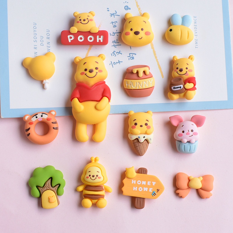 Pooh Series Khóa Phụ Kiện Giày Crocs DIY Sáng Tạo, Vỏ Điện Thoại, Phụ Kiện Mũ Tai, Chất Liệu, Có Thể Tháo Rời, Hoạt Hình