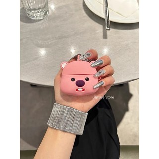 Ốp Lưng Thỏ Màu Hồng Silicon Cho AirPods Pro 1 2 3 Apple Earpod Bảo Vệ Vỏ Mềm Kính Mát Loopy Có Móc