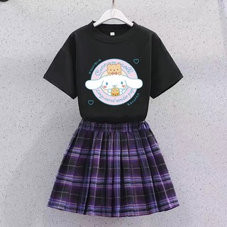 SANRIO Bộ Áo Váy Xếp Ly Thời Trang Mùa Hè 2023 Dễ Thương Dành Cho Bé Gái