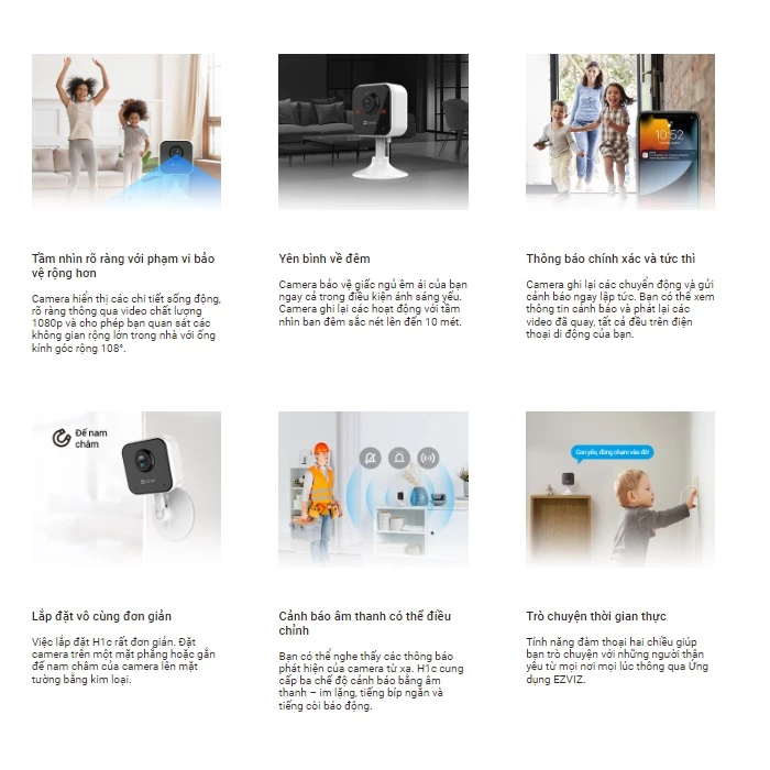 CAMERA WIFI EZVIZ H1C (1080P) - Camera Wi-Fi trong nhà thông minh – 6