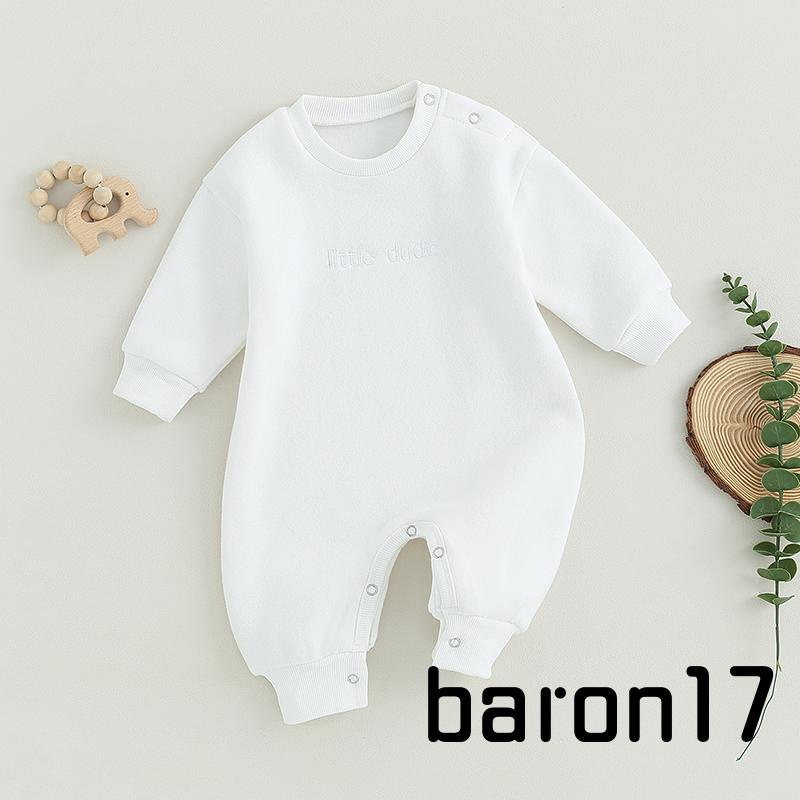 Lpdl-baby Bé Trai Jumpsuit Dễ Thương Thêu Chữ Dài Tay Cổ Tròn Không Chân Áo Liền Quần Mùa Đông Thu Trang Phục