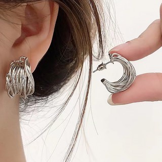 Bông Tai Ba Chiều Hình Chữ c Cao Cấp Phong Cách Âu Mỹ