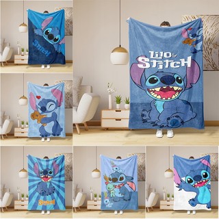 Chăn flannel Lilo Stitch in một mặt, quà tặng thiết thực cho gia đình và bạn bè, dùng cho phòng điều hòa, văn phòng