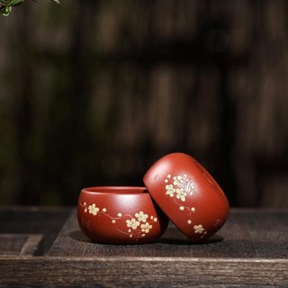 Chén trà tử sa hoa mận (Đại Hồng Bào)