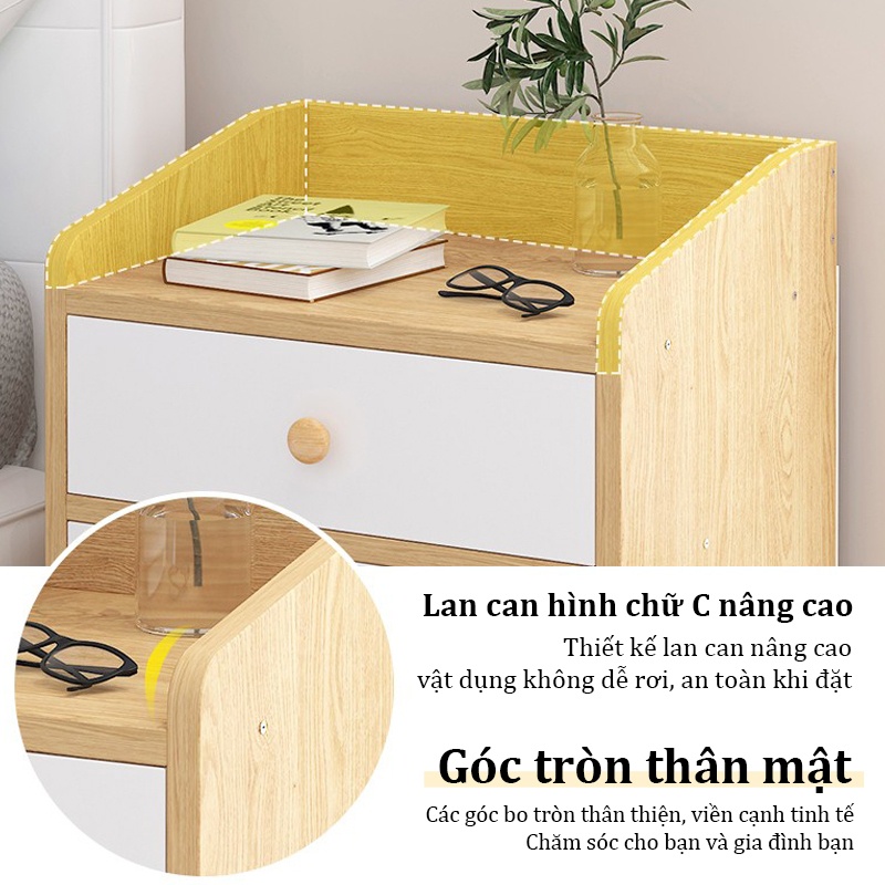 Sunny Tủ Kệ Đầu Giường Có 3 Ngăn Kéo Phong Cách Hiện Đại