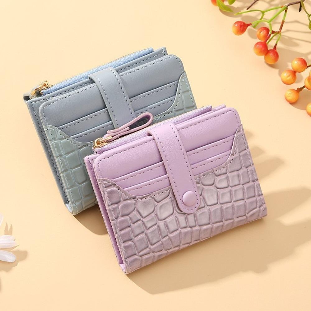 Ví ngắn nữ GUSTAVA, Khe cắm nhiều thẻ bằng da ly hợp nữ, Thời trang chống thấm nước màu trơn in hình cá sấu Ví nữ nữ