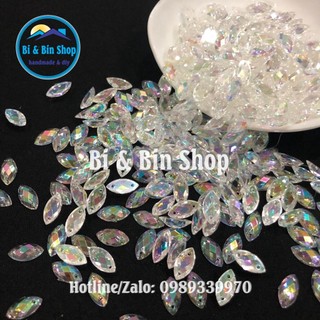 Đá Kết Lá Me Trắng Cừ Đính Kết Trang Phục Thời Trang, Làm Vương Miện, Phụ Kiện Handmade