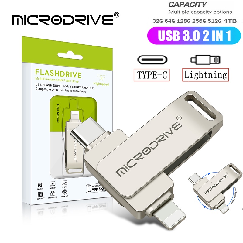 Ổ Đĩa flash usb 3.0 32gb 64gb 128gb 256gb 512gb 1tb 2 Trong 1 Cho Điện ...