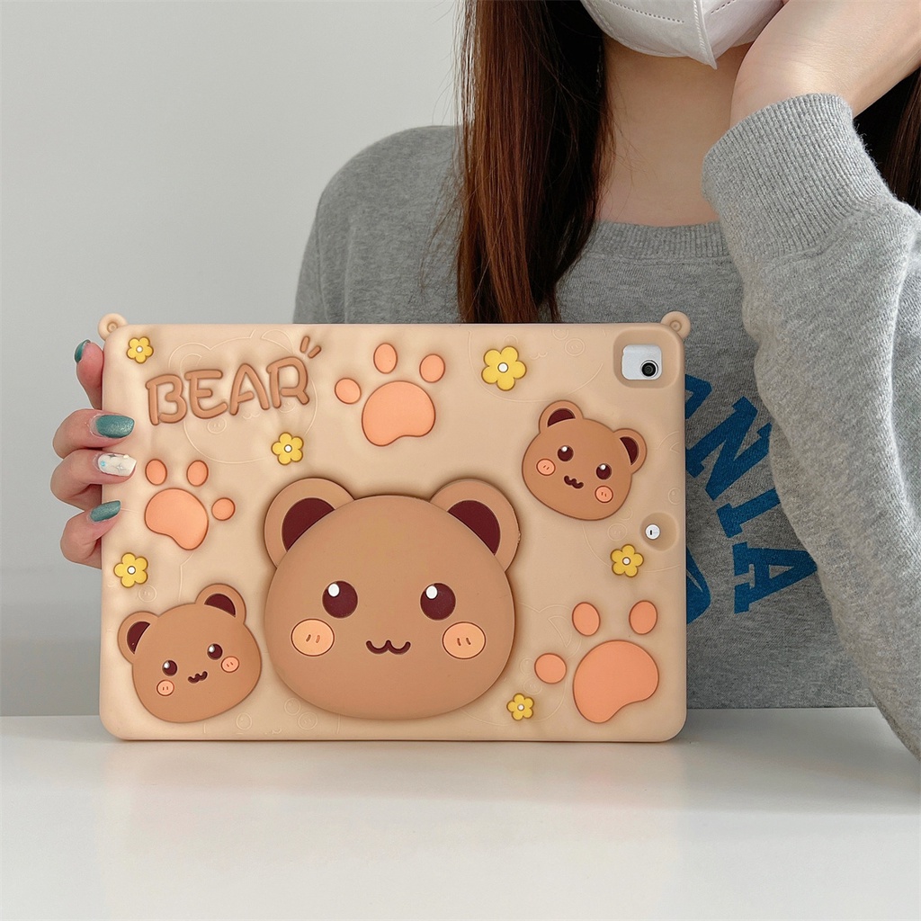 Ốp Lưng Cho Xiaomi Redmi Pad SE 11inch 2023 Máy Tính Bảng Keo Mềm 360 Giá Đỡ Dây Đeo Gấu Dễ Thương Phổ Biến Bao