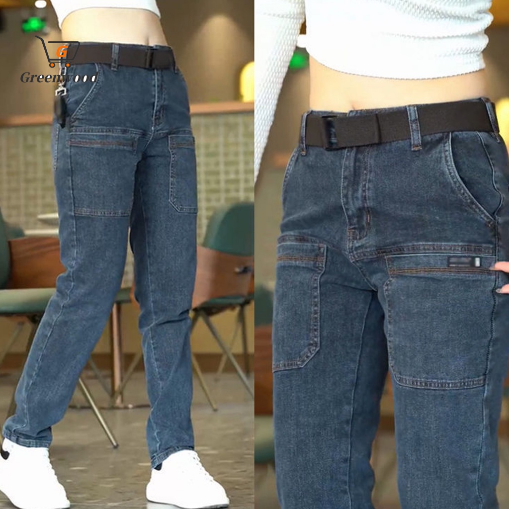 Gre Quần Jean denim Dài Đến Mắt Cá Chân Mềm Mại Thoáng Khí Phong Cách retro Hàn Quốc Có Nhiều Túi Dành Cho Nam