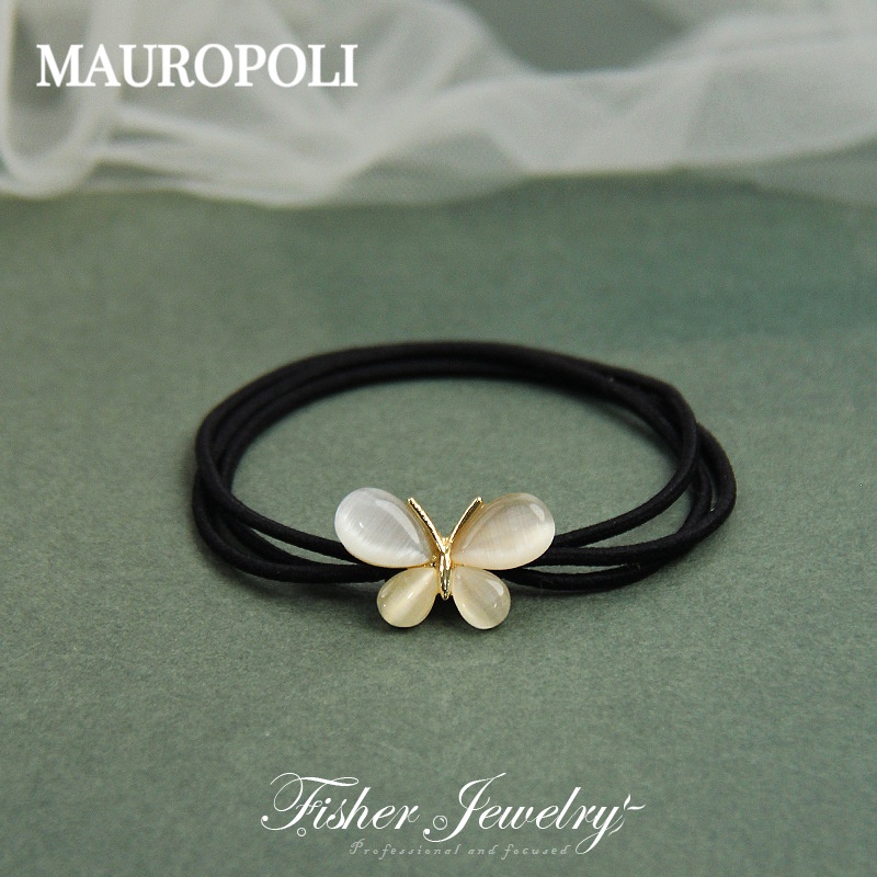 Mauropoli [Sẵn sàng] Băng đô kim loại mắt mèo Phiên bản Hàn Quốc Mũ đội đầu Vòng tóc sang trọng Đơn giản Dây cao su đàn hồi cao Dây buộc đầu bóng