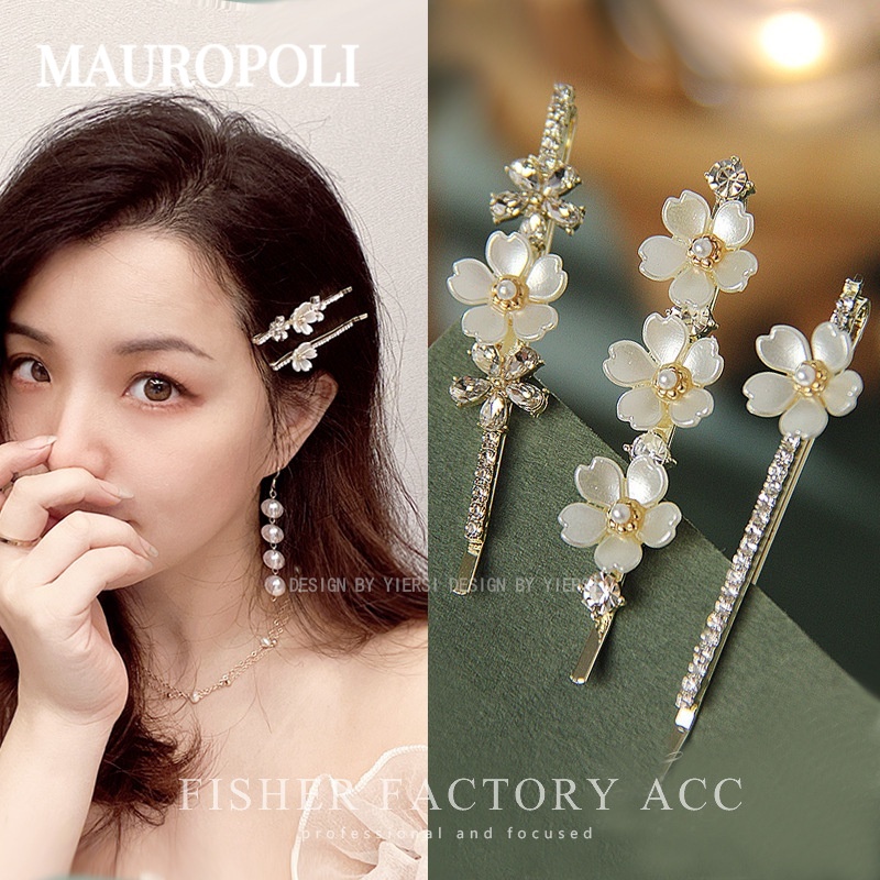 Mauropoli Kẹp tóc hoa ngọc trai nhẹ nhàng cổ tích, tinh tế, phụ kiện tóc