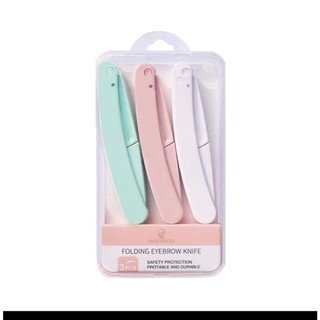 Set 3 Dao Cạo Tỉa Lông Mày Nội Địa Trung, Lưỡi Cạo Sắc Không Gỉ, Gập Gọn An Toàn, Dễ Dùng Cho Lông Mày, Chân Mày
