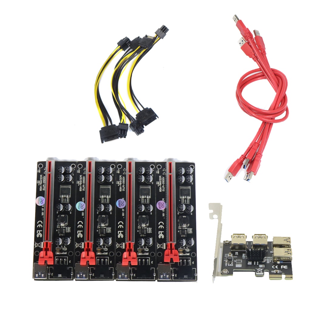 Card Đồ Họa Mở Rộng Chuyển Đổi USB 3.0 PCI-E Express 1x Sang 16x Pcie 1 Sang 4 USB Cho Miner BTC Litcoin