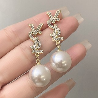 Khuyên Tai Hình Chữ Cái Đính Ngọc Trai Thời Trang Dành Cho Nữ