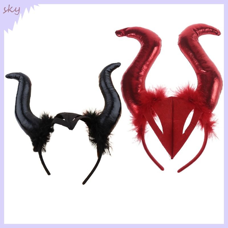 Bầu trời Steampunk Quỷ Sừng Băng Đô Halloween Demon Horn Mũ Bò Sừng Băng Đô