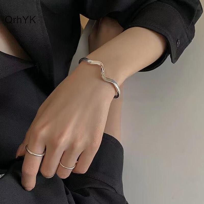Nhà Máy Thời Trang Bạc Bóng Không Đều Mobius Vòng Tay Có Thể Điều Chỉnh Cá Tính Dây Đeo Tay Cho Nữ QrhYK
