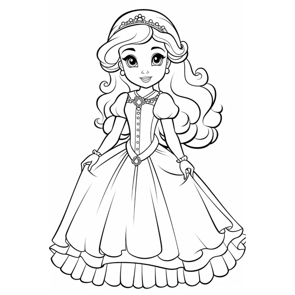 Bộ 50 Tờ Tranh Tô Màu Công Chúa Anime Chibi Cực Dễ Thương - Đồ Chơi Giấy Cô Gái Cute Cho Bé TM6000