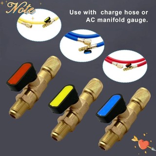 Note1 1 Cái Bộ chuyển đổi van bi làm lạnh, Nam / Nữ 1 / 4 "SAE Van đóng thẳng, Phụ kiện điều hòa không khí bằng đồng thau R22 cho ống sạc R134A R410A R22 R12