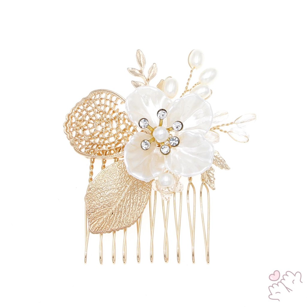 Lược Tóc Bên Có Lá Vàng Trang Trí Đám Cưới Hợp Kim Thanh Lịch Lược Barrette